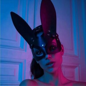 Halloween Bunny 1pc Woman Adult Leather Bondage Mask